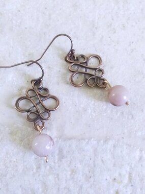 Handmade: Feminine Blush Agate Dangle Earrings - Neapolitan Ice Cream Colors!!!
